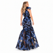 Midnight Blue Organza Mermaid Gown